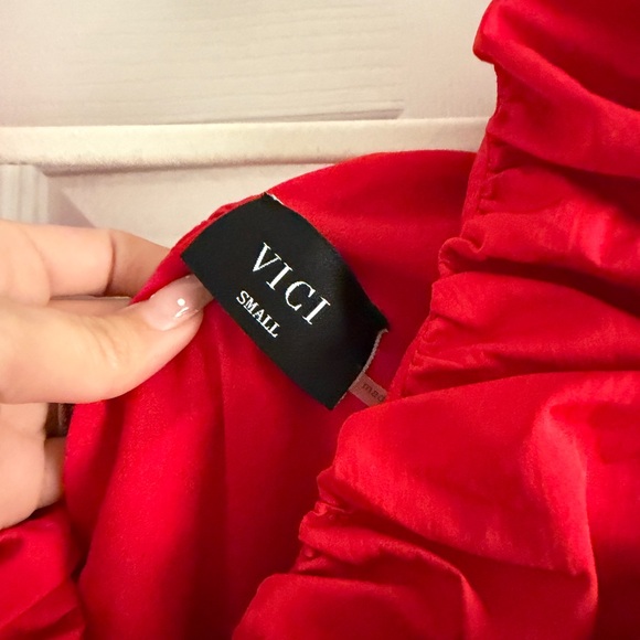 NWOT Vici Red and Pink Bow Plaid Babydoll Mini Dress - Picture 6 of 7